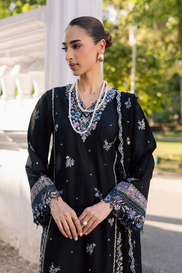 Black Ziva 3Pc - Festive Embroidered Lawn